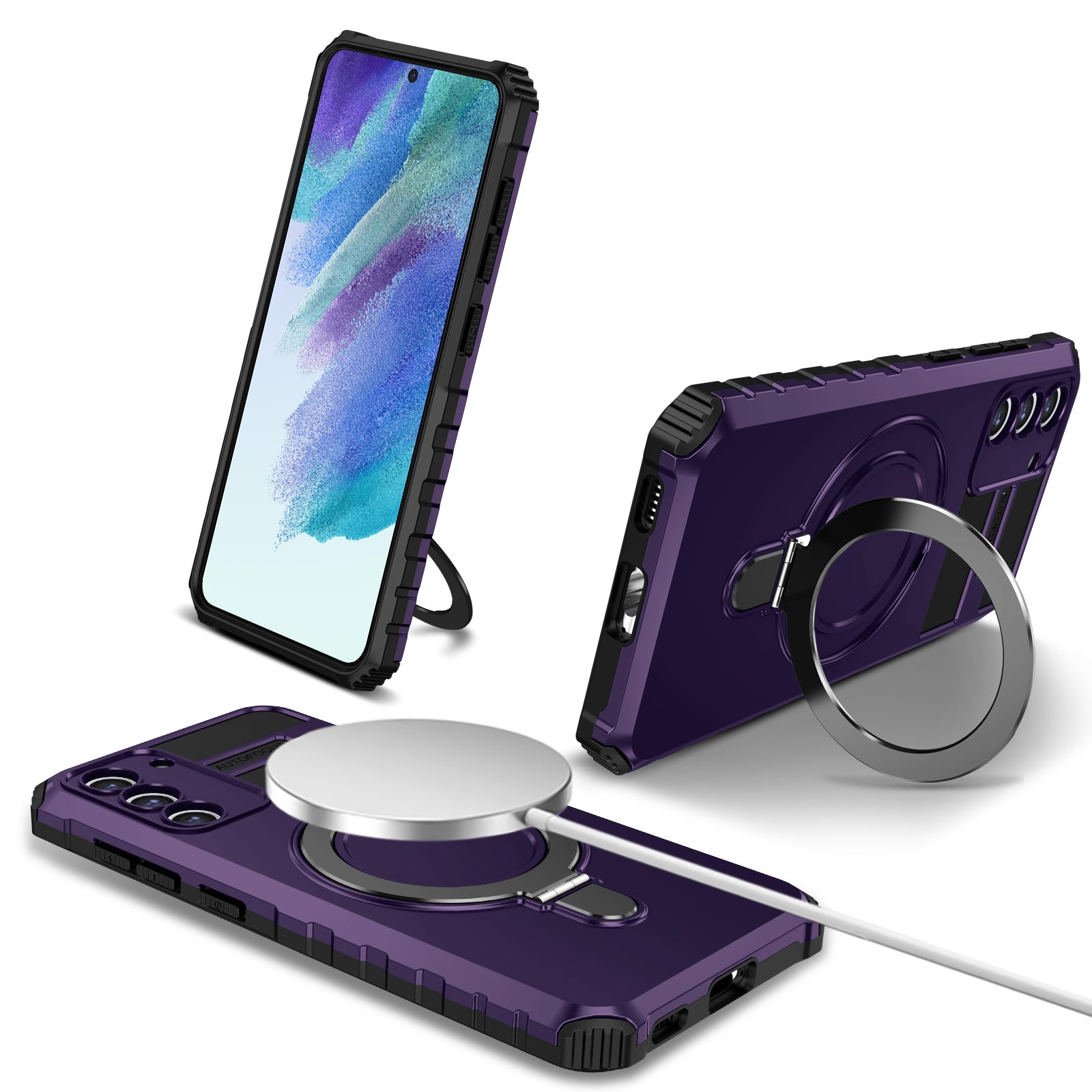 For Samsung Galaxy S21 FE 5G Cell Phone Case PC TPU Magnetic Metal Ring Kickstand Cover For Samsung Galaxy S21 FE 5G Cell Phone Case PC TPU Magnetic Metal Ring Kickstand Cover